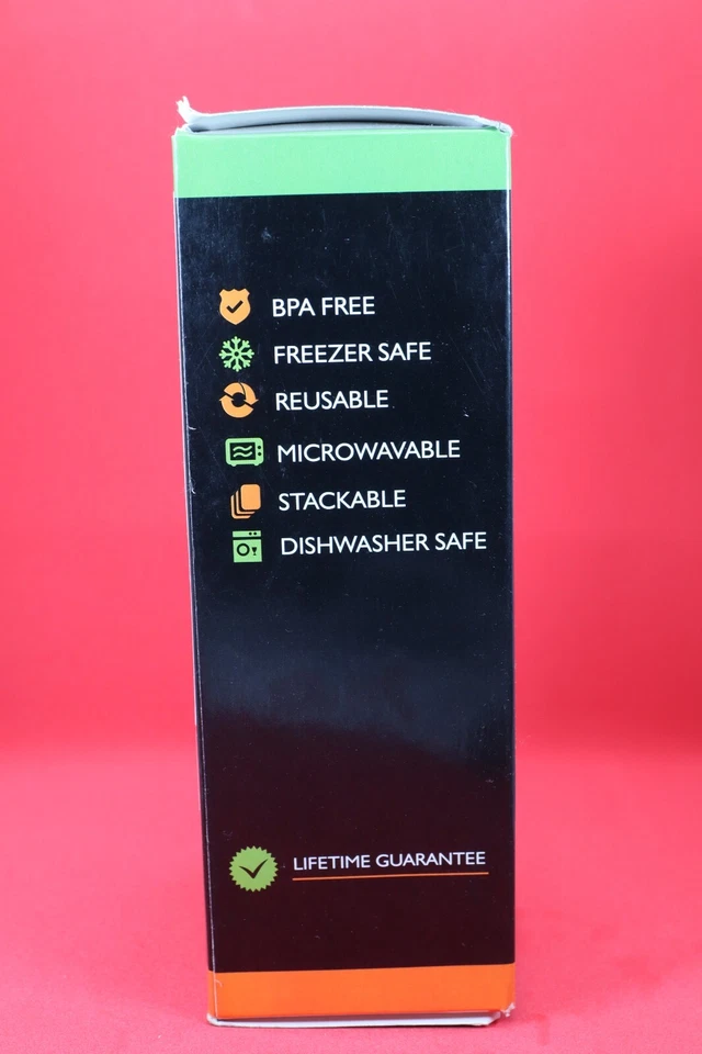 Kit de contenedor de tapa negra transparente control de porciones Meal Prep Haven de 6 piezas con guía Foto 3 de 4