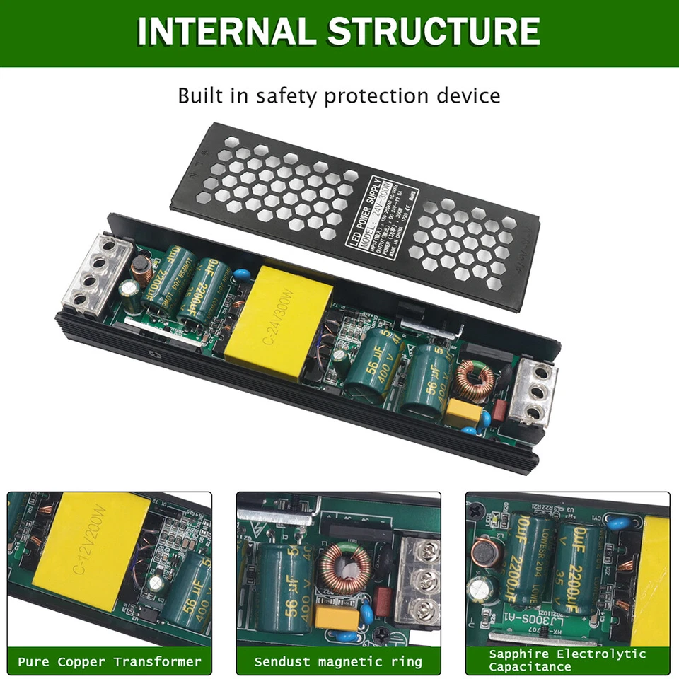 LED Power Supply Transformer 240V to DC 12V 24V 60W-400W AC/DC Driver LED Strip - Image 3 of 4