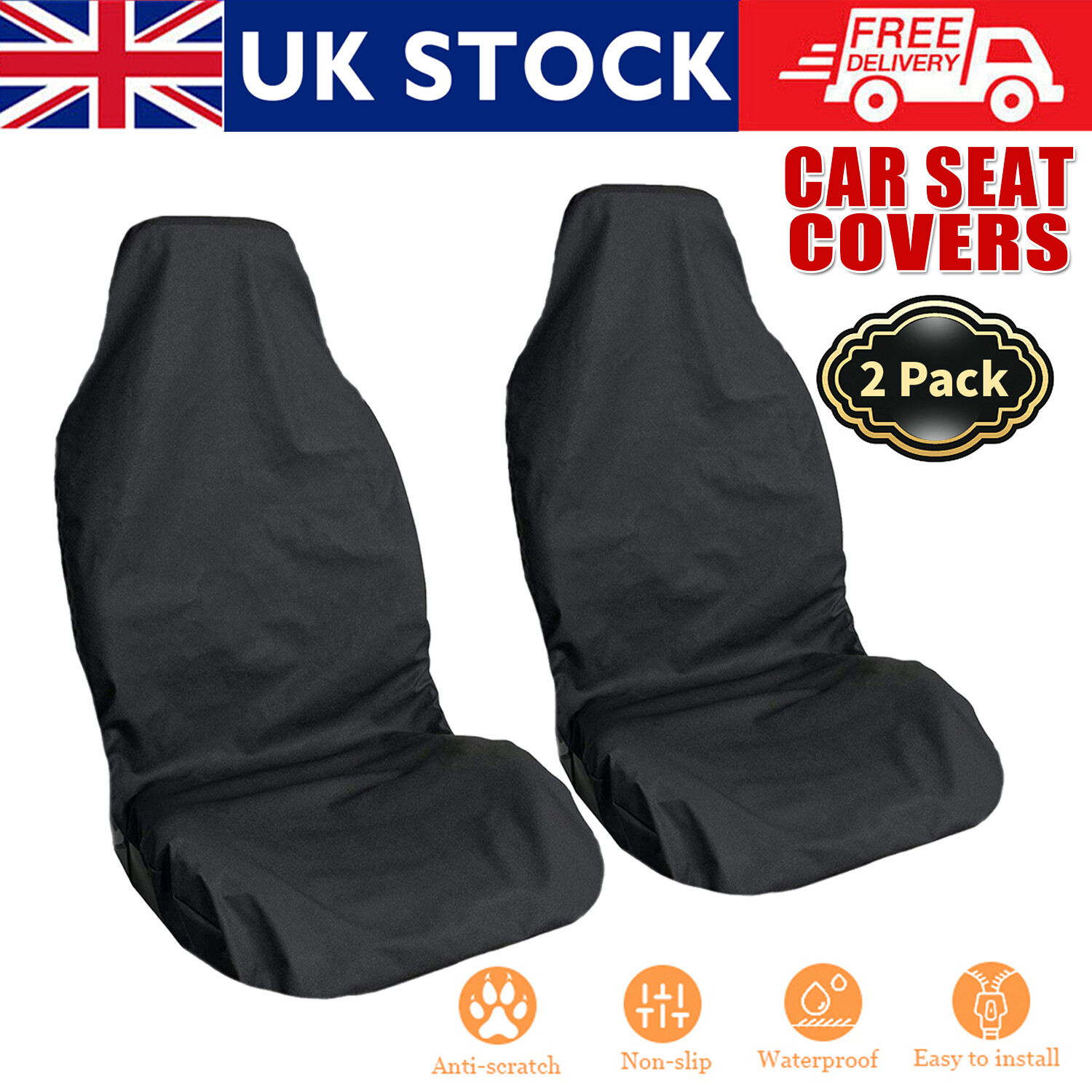 PAIR Front Seat Covers Universal Car Van Waterproof Anti-dust Protector 2Pcs