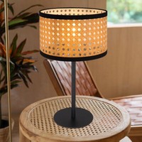 Tischleuchte Schlafzimmerlampe Tischlampe Naturfarben Beistellleuchte Bambus E14