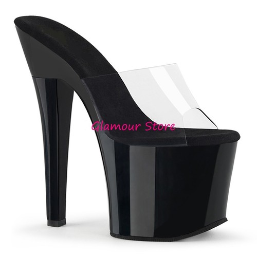 Sexy SANDALI tacco 18 dal 35 al 40 plateau NERO/TRASPARENTE sabot scarpe  CLUB | eBay