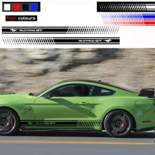 Car Door Side Racing Graphic Vinyl Stickers Decal for Ford Mustang GT 2pcs