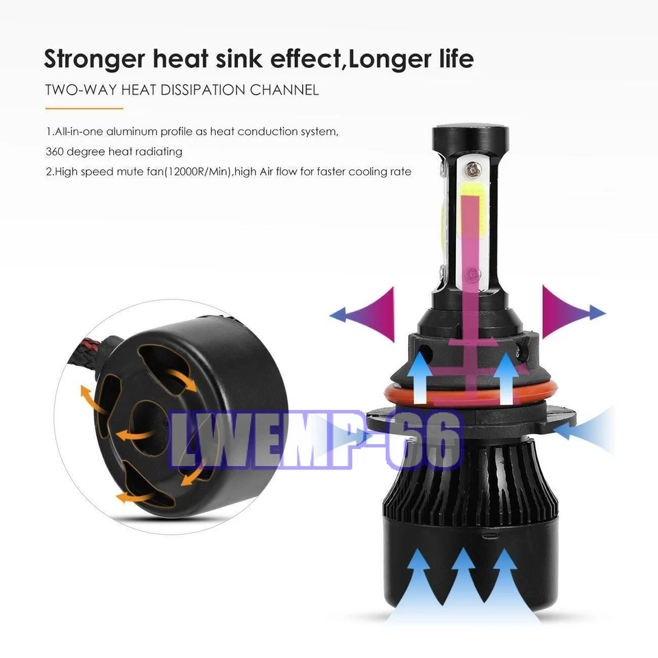 Combo faros LED de 4 lados para Chrysler Cirrus 1995-2000 + luces antiniebla 9007+9145 Foto 4 de 4