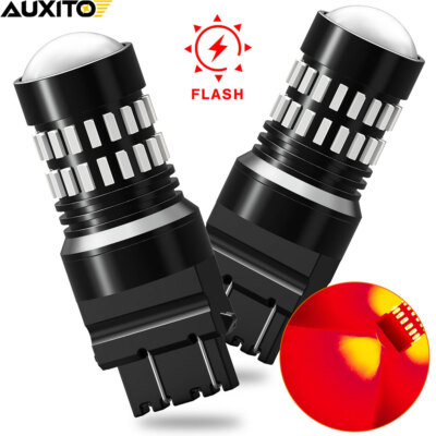 AUXITO 3157 3156 LED Red Flash Strobe Brake Stop Tail Parking Light Bulb Hot