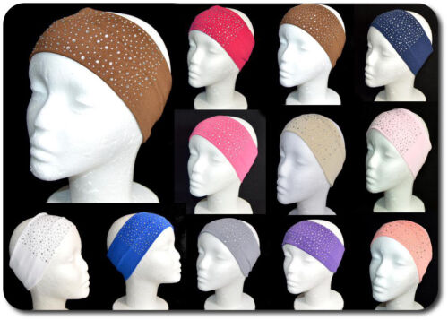 Fascia per capelli XL 85 mm turbante bandana foulard fascia per fronte yoga strass/tessuto 13 colori - Foto 1 di 15