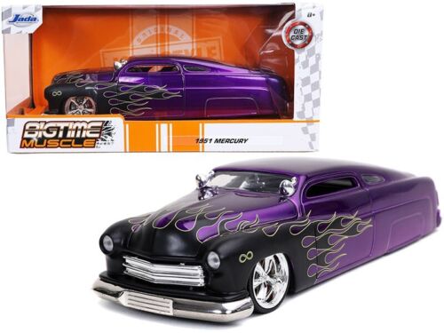 1951 MERCURY PURPLE W/FLAME GRAPHICS 1/24 DIECAST MODEL CAR BY JADA 32305 - Picture 1 of 1