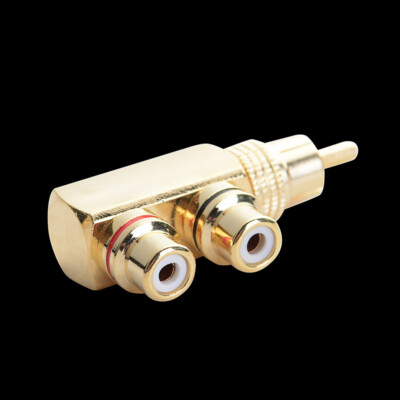 Audio Splitter Plug RCA 1 Male to 2 Female AV Socket Connector Adapter Copper
