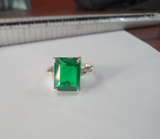 Natural 5 Ct Emerald Cut Green Emerald Ring 925 Sterling Silver anniversary Ring