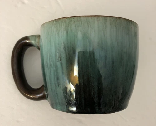 Vtg Blue Mountain Pottery Coffee Mug Tea Cup Red Clay Blue Green Drip Glaze EUC