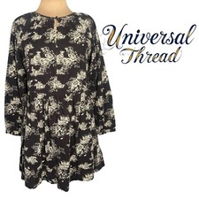 Universal Thread Black Corduroy Floral Dress 70’s cottagecore style size small