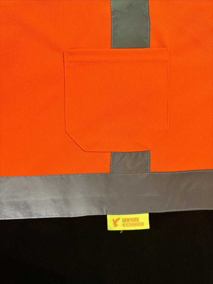 Hi Vis Safety Shirt Type R Class 3 Men’s 4 XL Orange & Black Reflective Stripes - Image 4 of 4