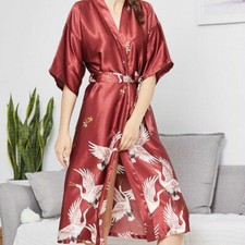 Accappatoio Kimono Donna In Finta Setà Di Seta Pigiama Giapponese
