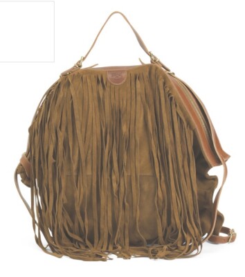  NWT - IL Bisonte TALAMONE Suede Fringe Backpack CONVERTIBLE-  W. Di Filippo