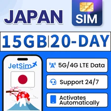 Japan SIM Card- 15GB High-Speed, 20 Day Docomo JetSim/Travel SIM