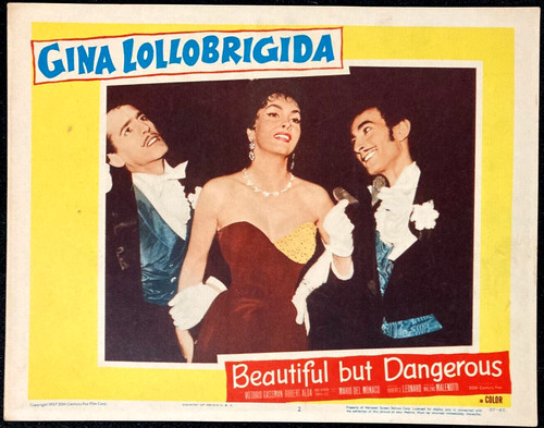 GINA LOLLOBRIGIDA Movie Lobby Card Poster BEAUTIFUL BUT DANGEROUS Sexy Comedy