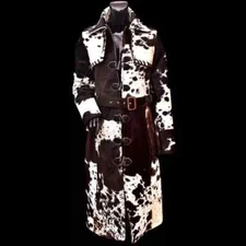 Women's Cowhide Leather Jacket Natural Hair-on Pony Skin Western Style Coat