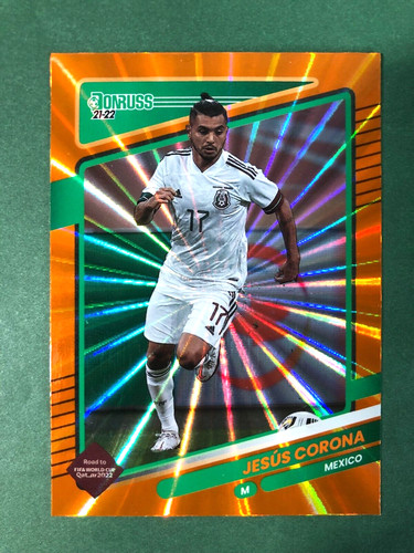 Jesus Corona 91 Orange Laser 2021-22 Panini Donruss Soccer Card Mexico World Cup