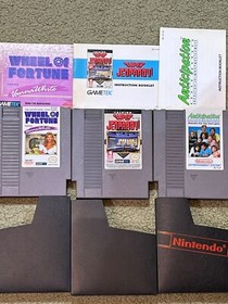 5 Nintendo 1980&rsquo;s Clean NES Game Lot Othello, Tetris, Jeopardy, Wheel Of Fortune