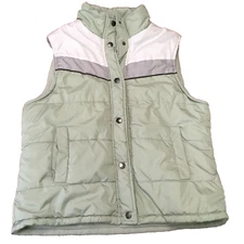 Vintage style Seventy Seven winter vest size L mint green snap closure 2 pockets
