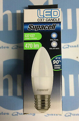 Supacell 5w=40w LED CANDLE C37 E27 470 Lumens Cool White