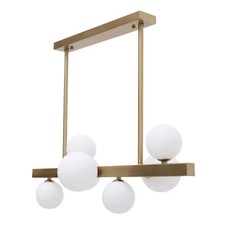 Modern 7-Light Linear Bubble Chandelier Glass Ball Ceiling Pendant Lamp Fixture