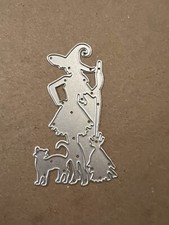 Witch With Broom Cat Halloween Metal Cutting Die Scrapbook Card Journal 3019