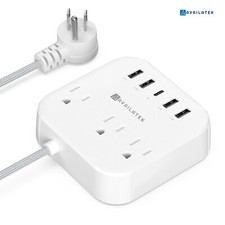 Power Strip, 3 AC Outlets, 4 USB Charging Ports, 1 USB-C Port, 5Ft cord