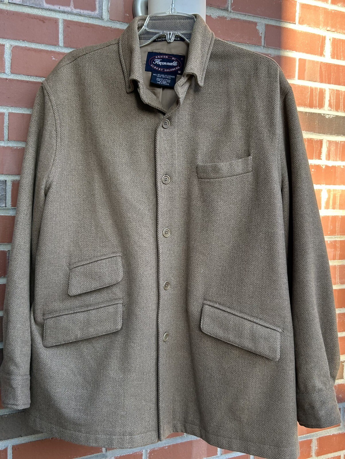 Faconnable  Mens Herringbone Shacket Button Front… - image 1