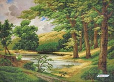 Forest Lake Bead Embroidery Scheme on Canvas DIY Stamped Printed Pattern zpp-013