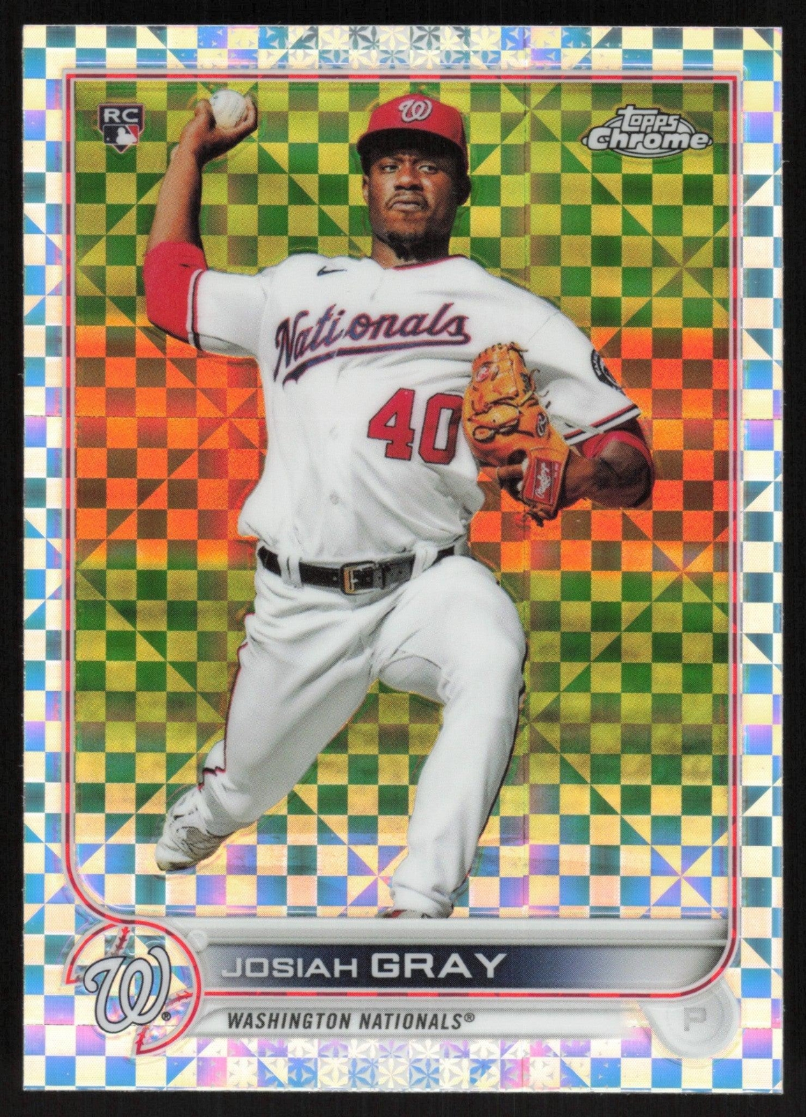Josiah Gray 2022 Topps Chrome # 160 RC X-Fractor Washington Nationals