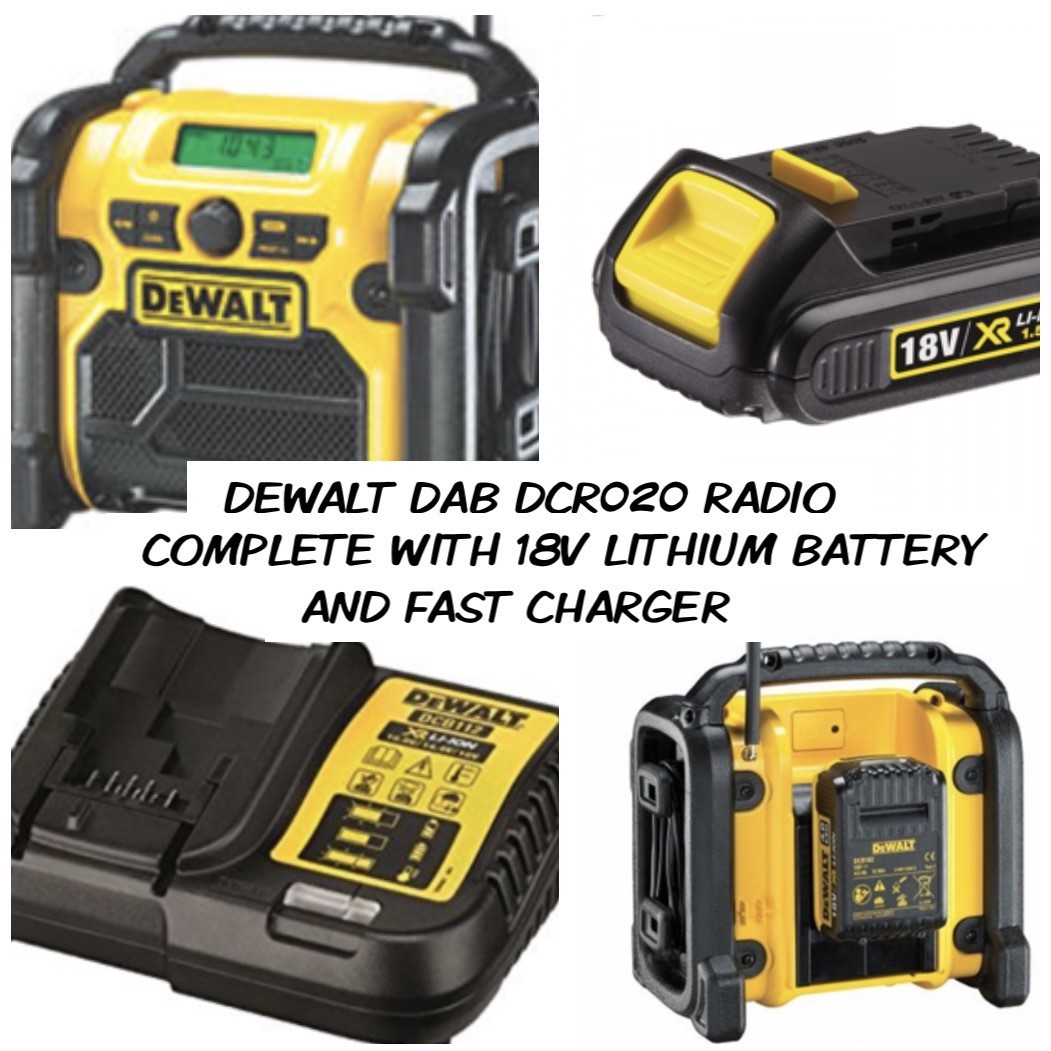Dewalt DAB Digital Radio DCR020 240v XR Compact + 18v lithium Battery ...