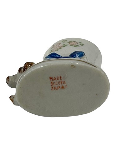VTG Toothpick Holder Puppy & Bow Glazed Porcelain Hand Painted Made in Japan - Picture 8 of 9