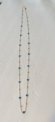 Alwand Vahan 925 Sterling Silver Gold Tone Turquoise Necklace 48" - Picture 3 of 10