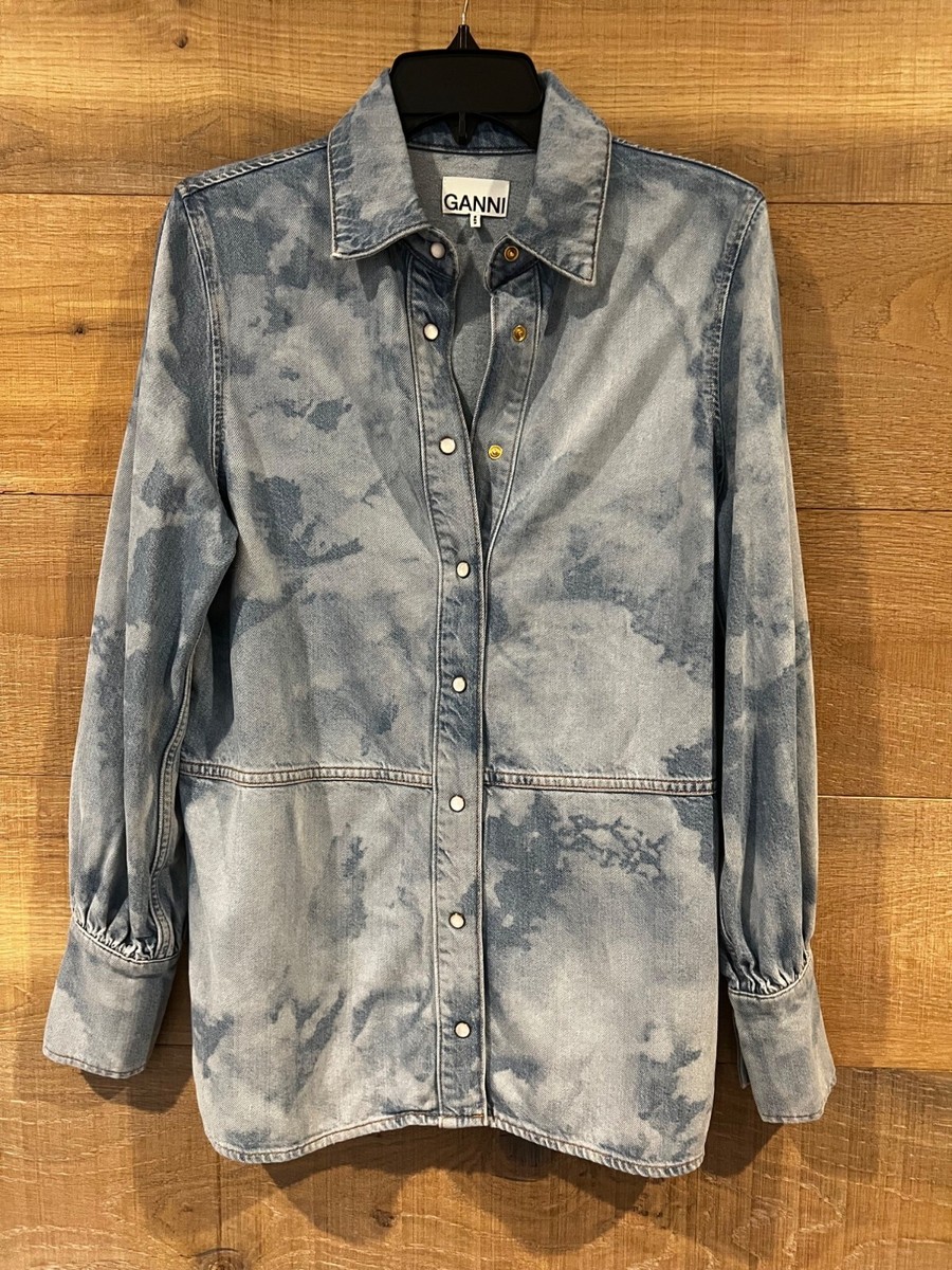 GANNI デニムシャツ サイズ34 GANNI bleach denim button up shirt top size 34/ S | eBay