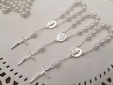 45 Mini Rosary White pearls Baptism Favors/Communion Favor/Recuerdos de Bautizo