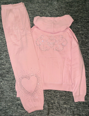 Victoria's Secret Pink Bling Full Zip Hoodie + Campus Pants Set