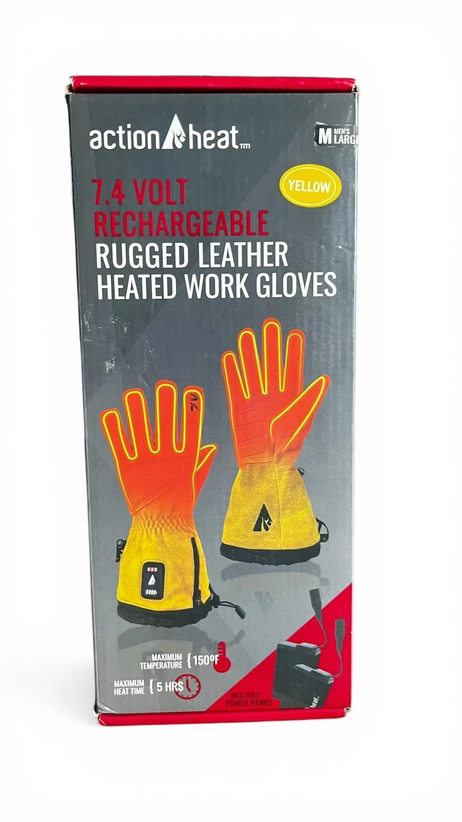 ActionHeat 7.4V Heated Work Gloves Leather Rechargeable Battery Mens Winter