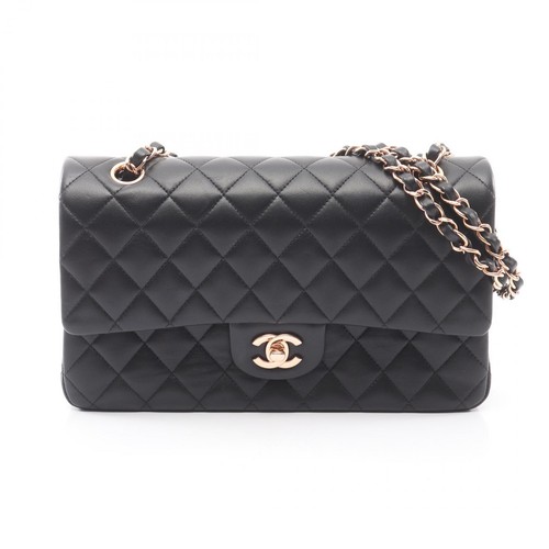 CHANEL Matelasse Double Flap chain Shoulder Bag A01112 Lambskin Black Used PGHW