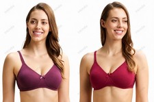 Set of 2 JOCKEY NON WIRE BRA CONTOURING COTTON PACK OF 2PC red  prune 