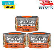 Pack of 3 Gorilla, Tough Wide Silver Duct Tape, 2.88" x 25 Yd, Heavy Duty