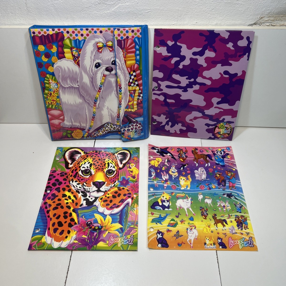 Vintage Lisa Frank Trapper Keeper 3 Ring Binder Shih Tzu 2 Folders