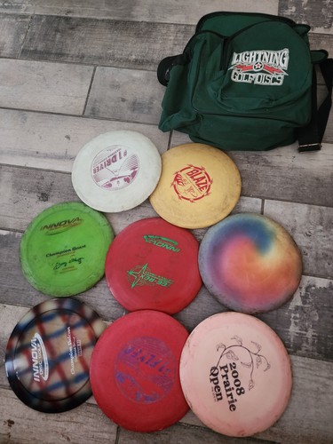 Vintage Golf Disc, lot of 8 with a bag, used condition/ scratch and marks