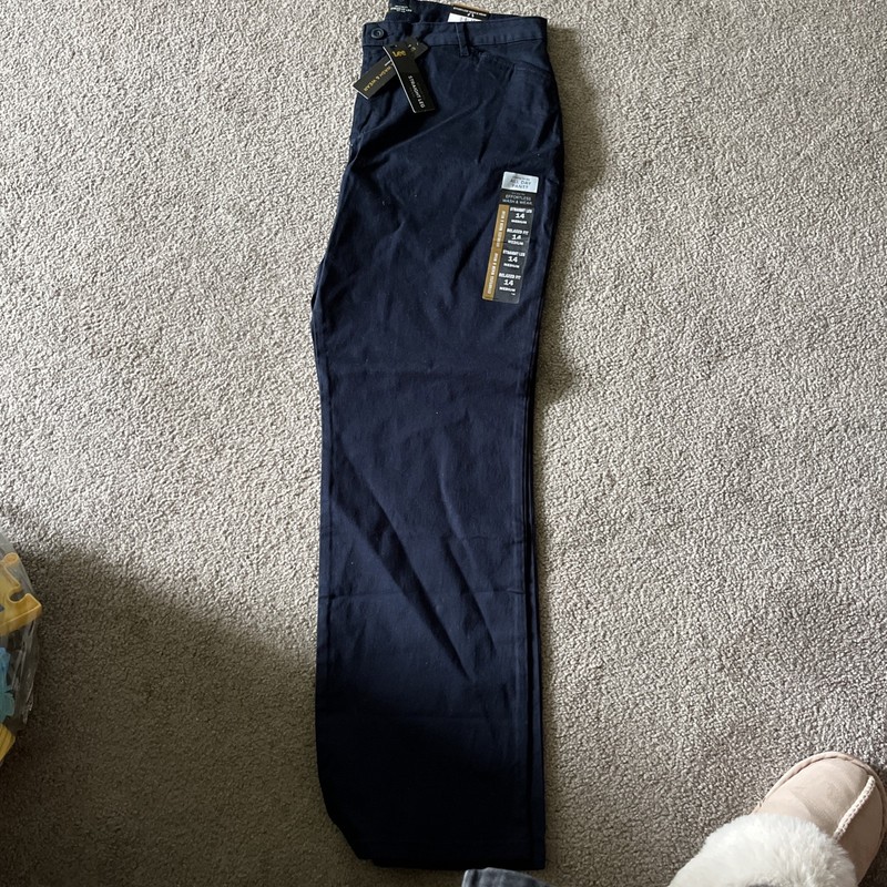 LEE RELAXED FIT STRAIGHT LEG MID RISE Wash & WEAR PANTS SIZE 14M NAVY NWT