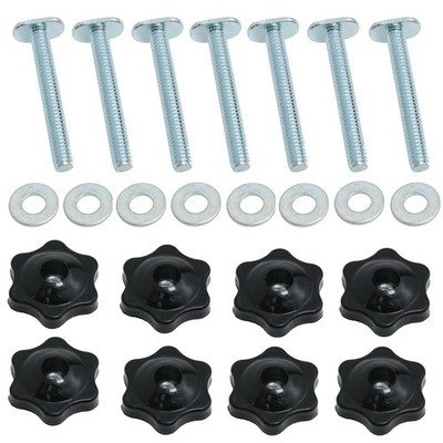 8 PCS Silver 1/420 T Track Bolts TSlot 2 Inch Long Black Star Knobs Washers