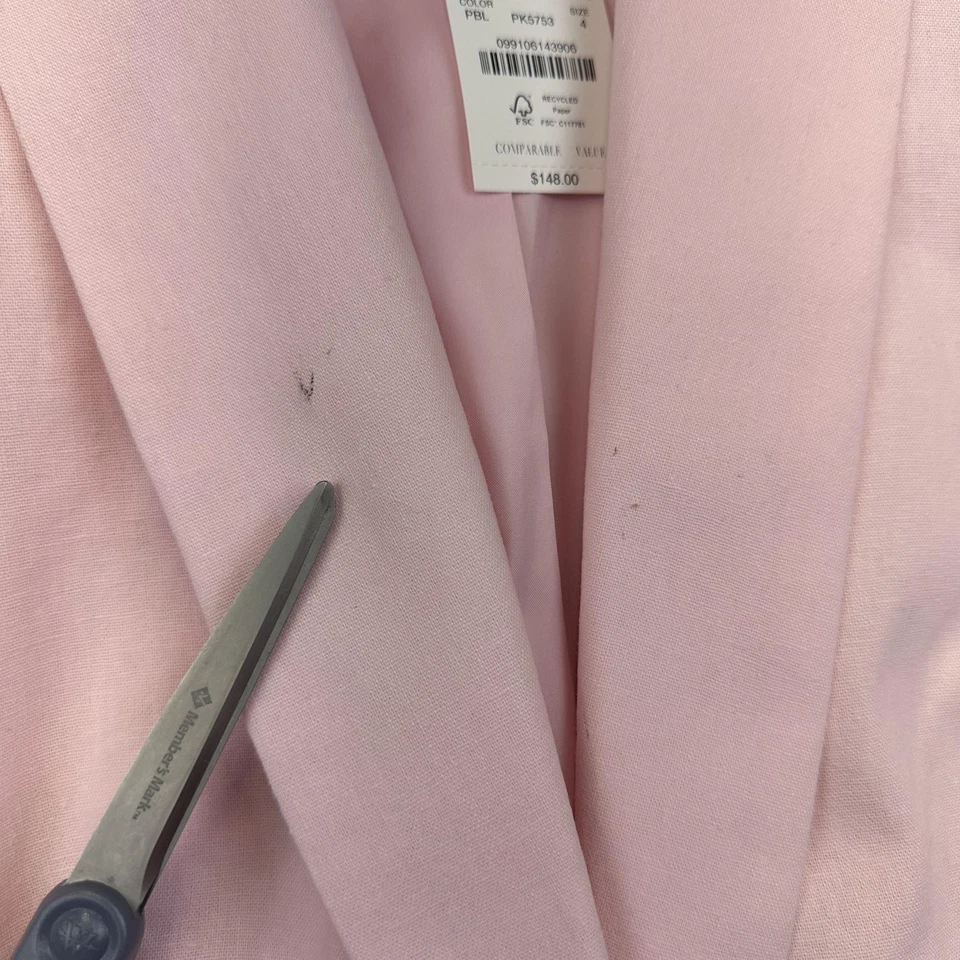 J Crew Blazer Womens 4 Pink Linen Cotton One Button Notch Lapel Lined Linen - Image 4 of 4