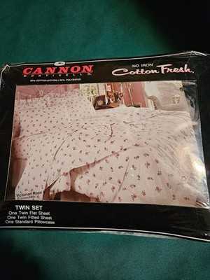 Cannon 3 Piece Sheet Set Cotton Blend Victorian Rose Pattern New In Package 