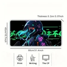 40*90cmAnime 2D Girl High-Definition Mouse Pad, Non-Slip Durable Rubber Material
