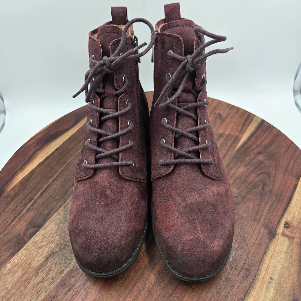 Earth Janel Boots Women's 11W Wide Purple Suede Comfort Lace Up Combat Booties - Image 3 of 4