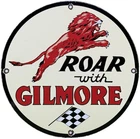 VINTAGE GILMORE RED LION GASOLINE PORCELAIN SIGN GAS STATION PUMP PLATE OIL