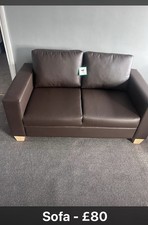 Brown Leather Two-Seater Sofa